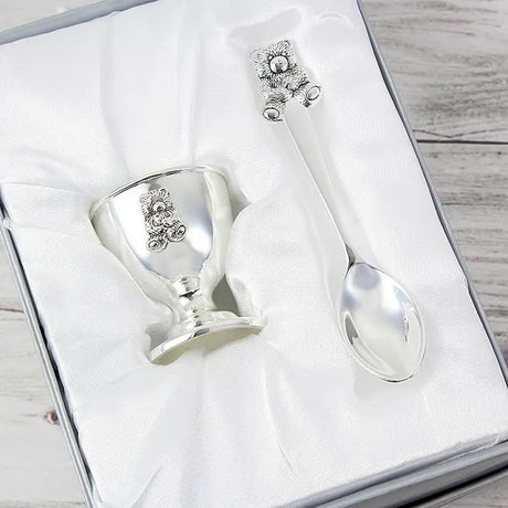 Personalised Silver Egg Cup & Spoon - Egg Cups at Gift Moments