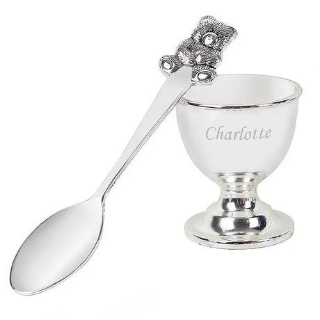 Personalised Silver Egg Cup & Spoon - Egg Cups at Gift Moments