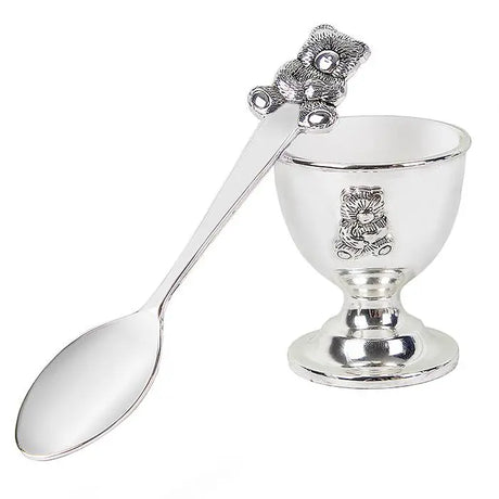 Personalised Silver Egg Cup & Spoon - Egg Cups at Gift Moments