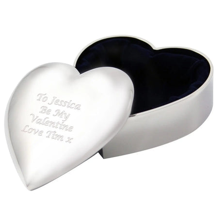 Personalised Silver Heart Shaped Trinket Box - Gift Moments