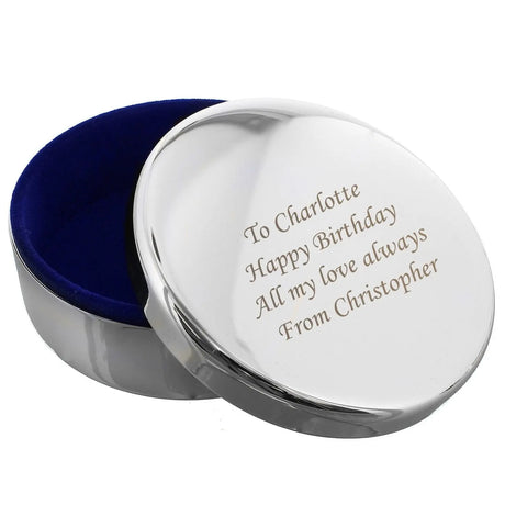 Personalised Silver Round Trinket Box - Gift Moments