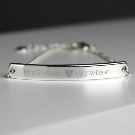 Personalised Silver Tone Heart ID Bracelet - Gift Moments