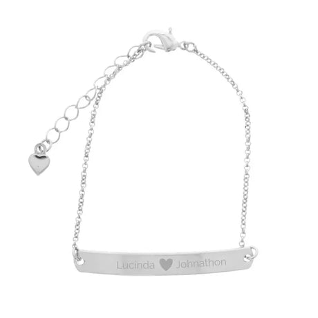 Personalised Silver Tone Heart ID Bracelet - Gift Moments