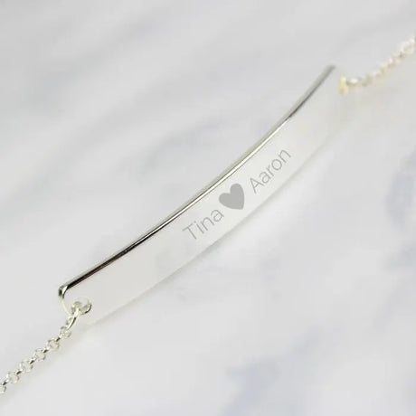 Personalised Silver Tone Heart ID Bracelet - Gift Moments