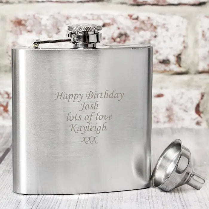 Personalised Boxed Stainless Steel Hip Flask - Hip Flasks at Gift Moments