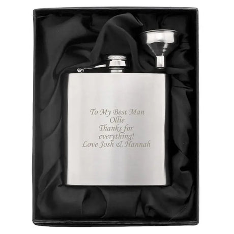 Personalised Boxed Stainless Steel Hip Flask - Hip Flasks at Gift Moments