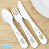 Personalised Tiny Tatty Teddy Cuddle Bug 3 Piece Plastic Cutlery Set - Cutlery Sets at Gift Moments