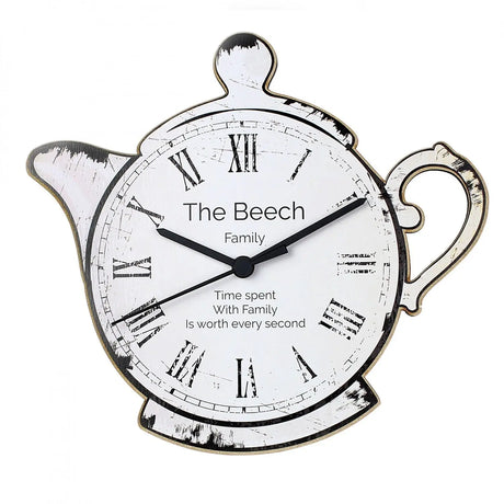 Personalised Teapot Shape Wooden Clock - Clocks at Gift Moments