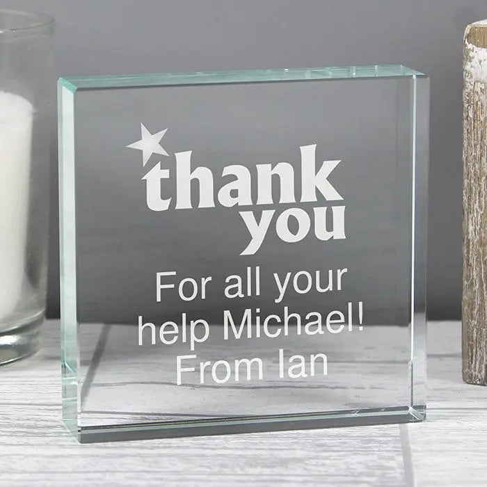 Personalised Thank You Crystal Token - Crystal Tokens at Gift Moments