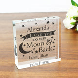 Personalised To the Moon and Back Crystal Token - Crystal Tokens at Gift Moments