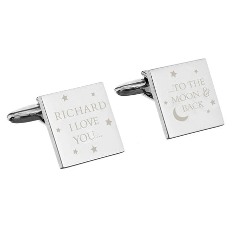 Personalised To the Moon and Back Square Cufflinks - Cufflinks & Tie Slides at Gift Moments