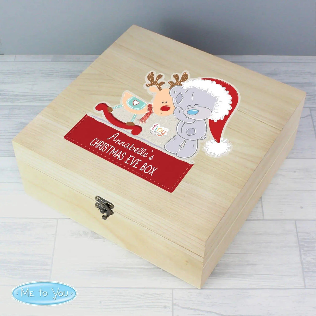 Personalised Tiny Tatty Teddy Large Wooden Christmas Eve Box - Gift Moments