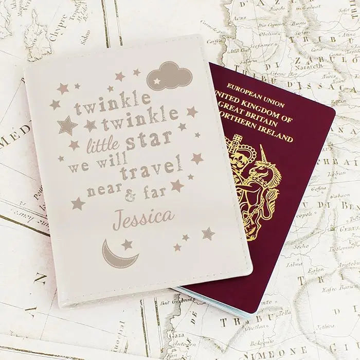 Personalised Twinkle Twinkle Cream Passport Holder - Travel Accessories at Gift Moments