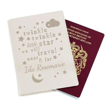 Personalised Twinkle Twinkle Cream Passport Holder - Travel Accessories at Gift Moments