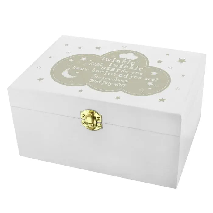 Personalised Twinkle Twinkle White Wooden Keepsake Box - Keepsake Boxes at Gift Moments