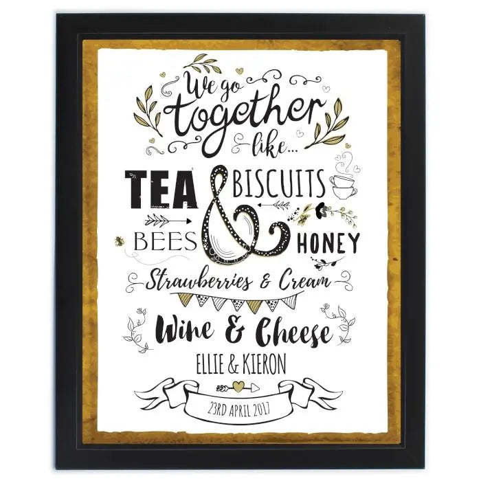 Personalised We Go Together Like... Black Framed Print - Framed Prints at Gift Moments