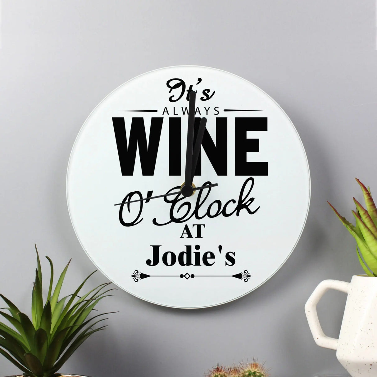 Personalised Wine O’Clock Wall Clock: 2 - Clocks By Gift Moments