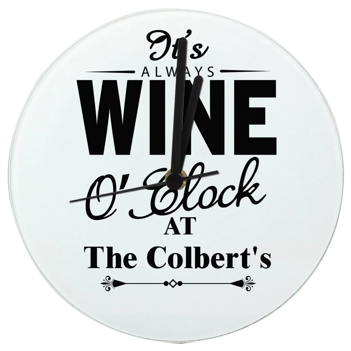 Personalised Wine O’Clock Wall Clock: 3 - Clocks By Gift Moments