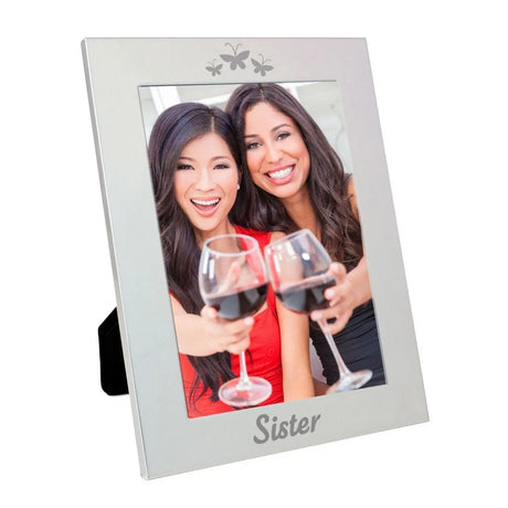 Silver 5x7 Sister Photo Frame with Butterfly Motif - Photo Frames at Gift Moments