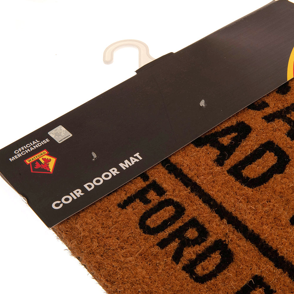 Watford FC Doormat - Natural Coconut Fibre Entrance Mat - Doormats at Gift Moments