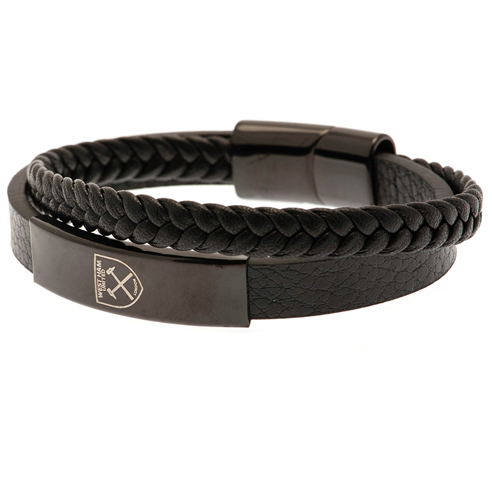 West Ham United Black Leather Bracelet - Jewellery at Gift Moments