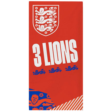 England FA Towel - 100% Cotton Velour Beach Towel with 3 Lions Design - Towels at Gift Moments