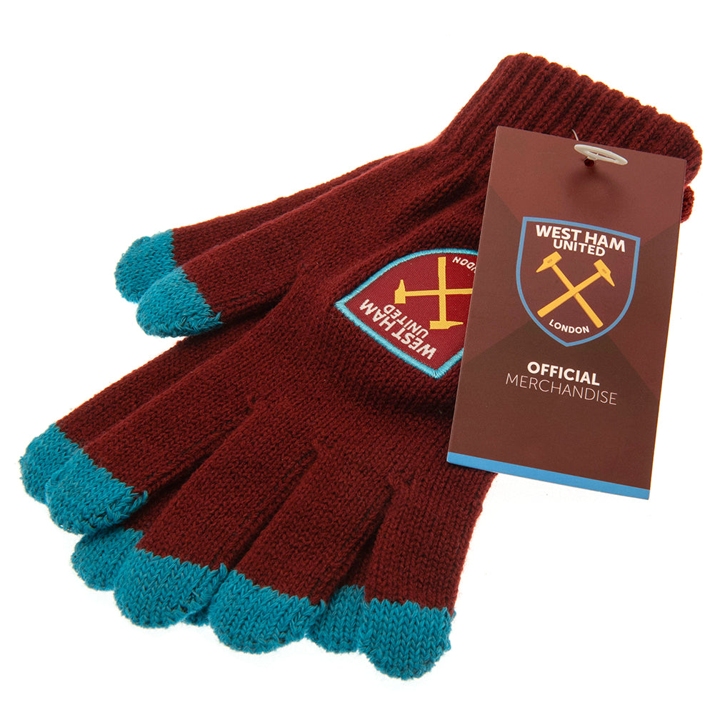 West Ham United FC Touchscreen Knitted Gloves - Gloves at Gift Moments