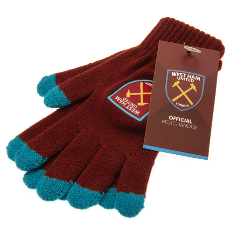 West Ham United FC Touchscreen Knitted Gloves - Gloves at Gift Moments