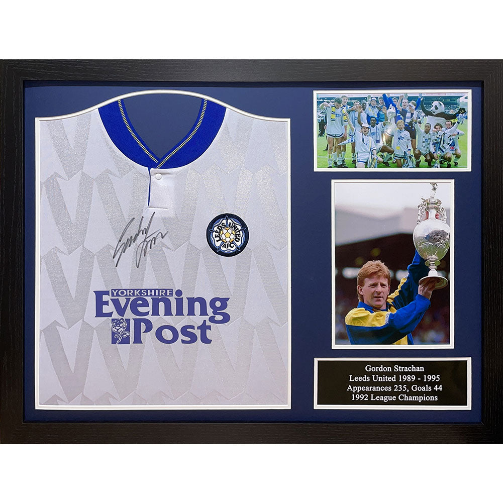 Leeds United FC 1992 Strachan Signed Shirt (Framed) - Signed Memorabilia at Gift Moments