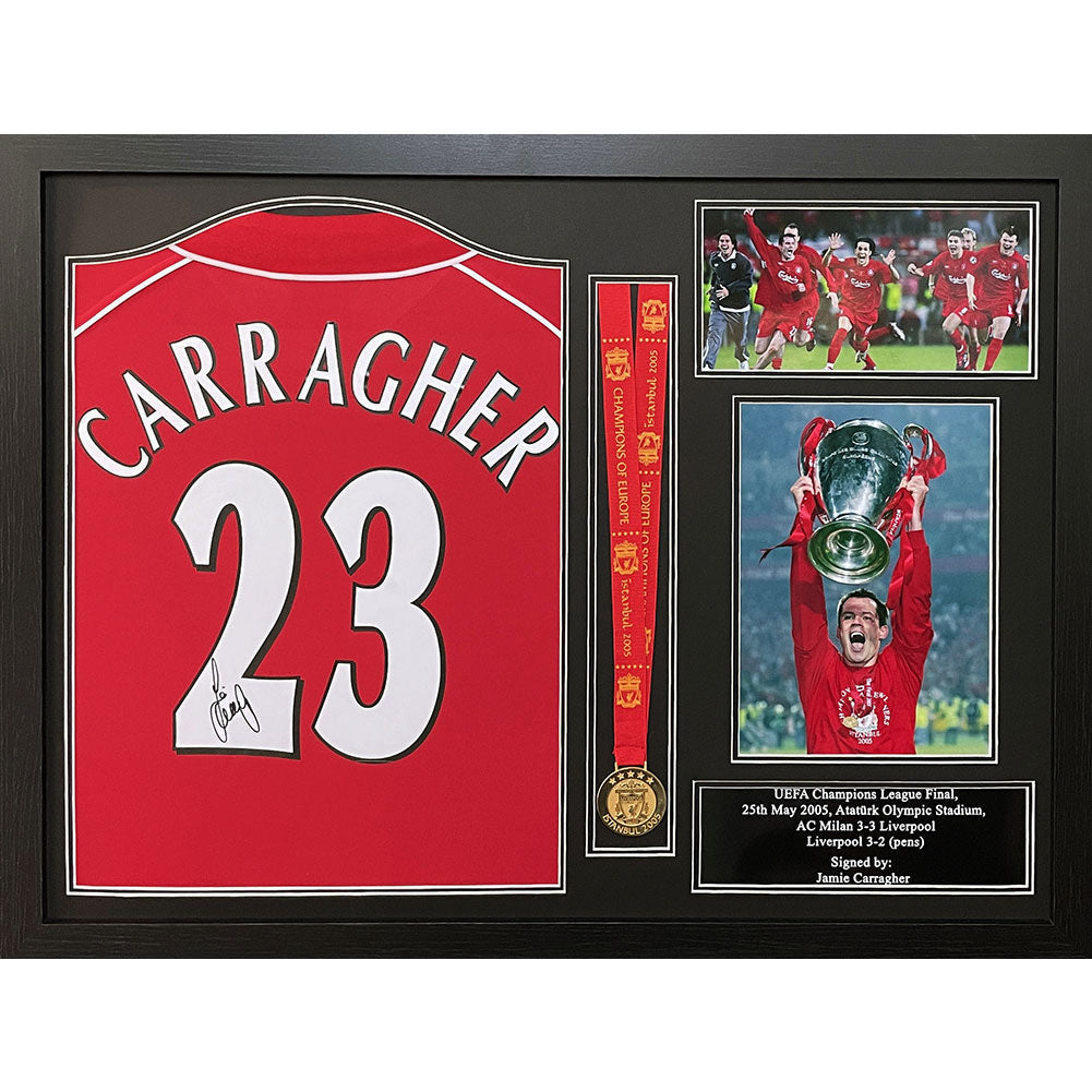 Liverpool FC Carragher Signed Shirt & Medal (Framed) - Signed Memorabilia at Gift Moments