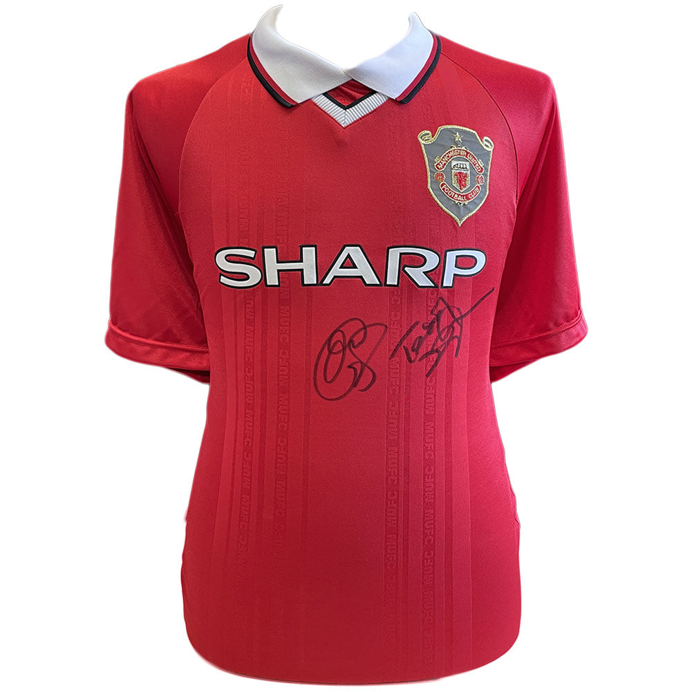 Manchester United FC 1999 Solskjaer & Sheringham Signed Shirt - Signed Memorabilia at Gift Moments