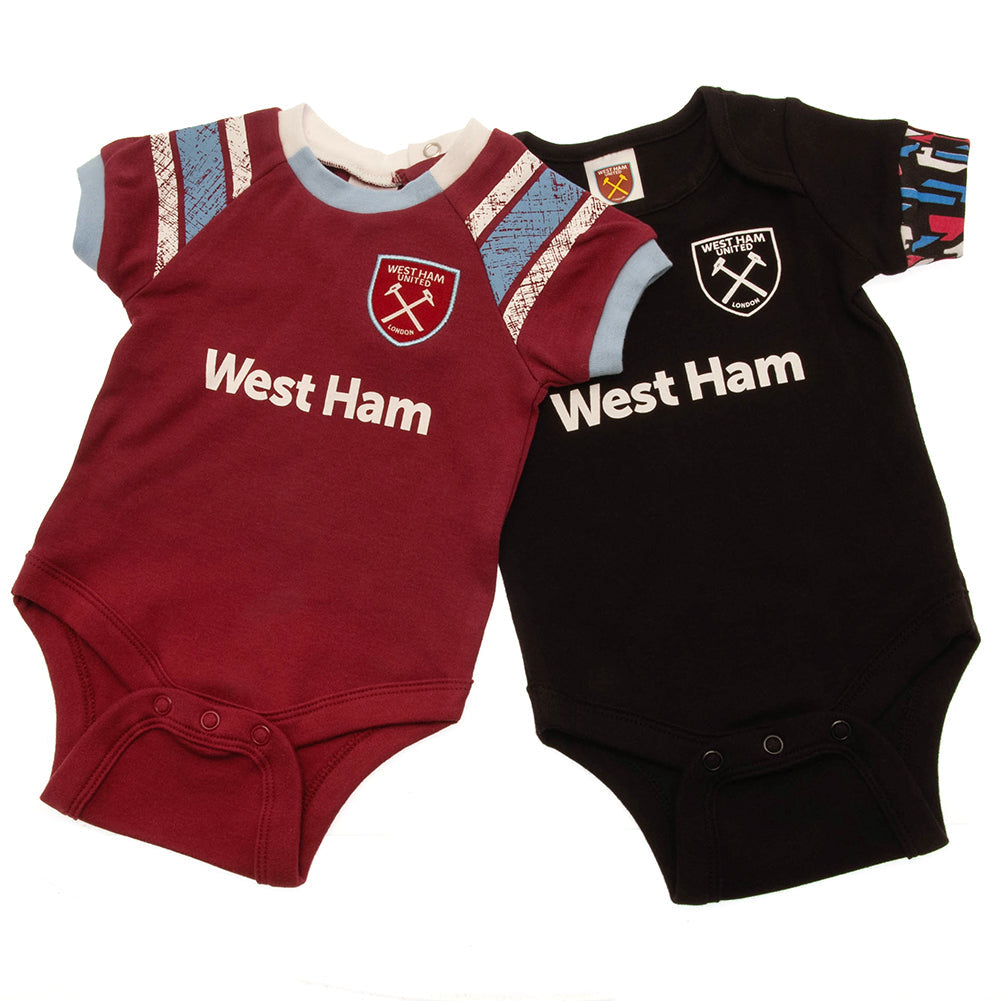 West Ham United FC 2 Pack Bodysuit 12-18 Mths ST - Baby Clothing at Gift Moments