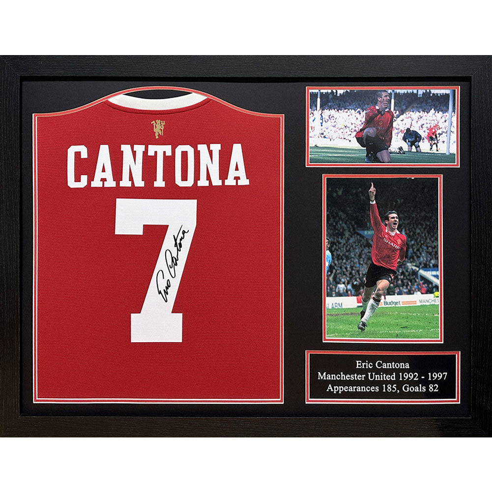 Manchester United FC Cantona Signed Shirt (Framed) - Signed Memorabilia at Gift Moments