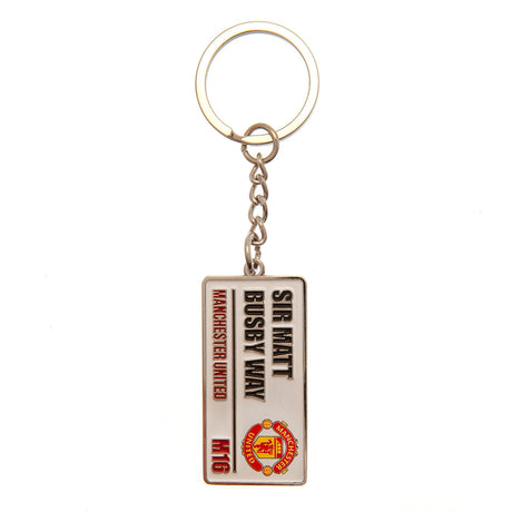 Manchester United FC Embossed Street Sign Keyring - Keyrings at Gift Moments