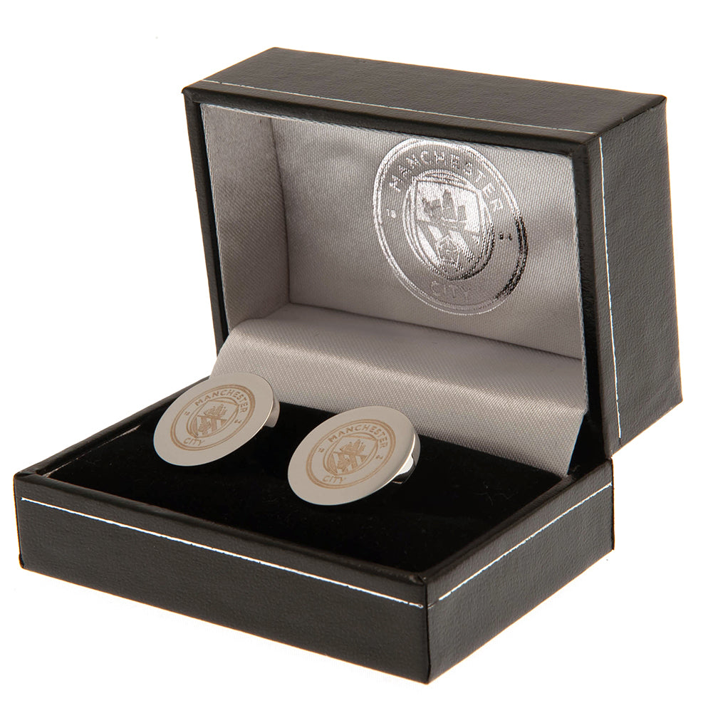 Manchester City FC Stainless Steel Round Cufflinks - Cufflinks & Tie Slides at Gift Moments