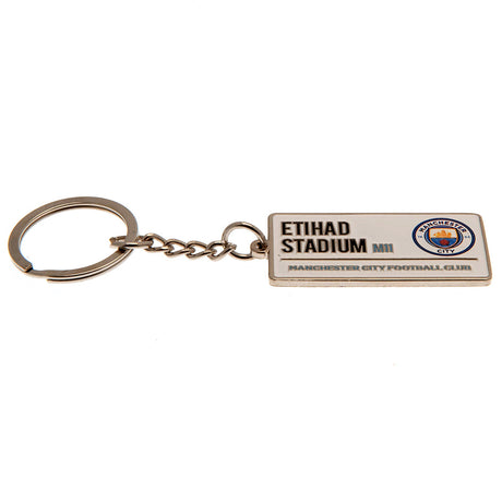 Manchester City FC Embossed Street Sign Keyring - Keyrings at Gift Moments