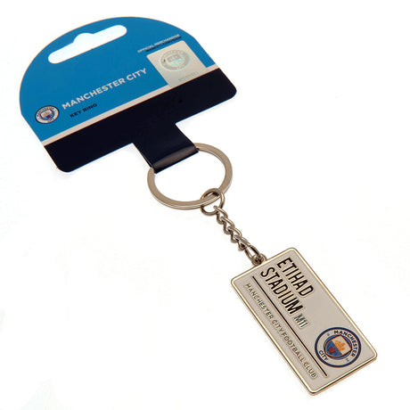 Manchester City FC Embossed Street Sign Keyring - Keyrings at Gift Moments