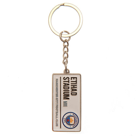 Manchester City FC Embossed Street Sign Keyring - Keyrings at Gift Moments