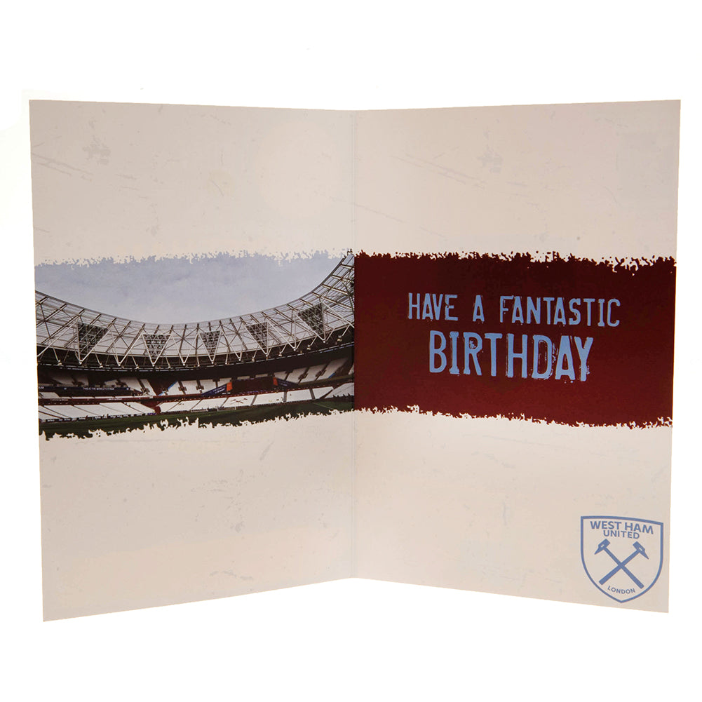 West Ham United FC Birthday Card With Stickers - Greeting Cards at Gift Moments