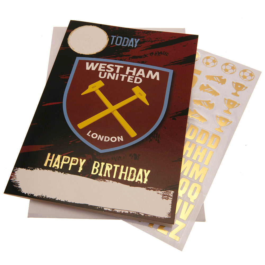 West Ham United FC Birthday Card With Stickers - Greeting Cards at Gift Moments