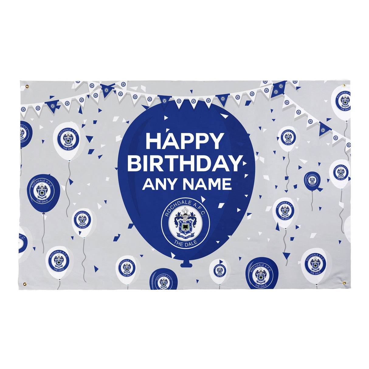 Personalised Rochdale FC Birthday Banner 5ft x 3ft - Flags & Banners at Gift Moments