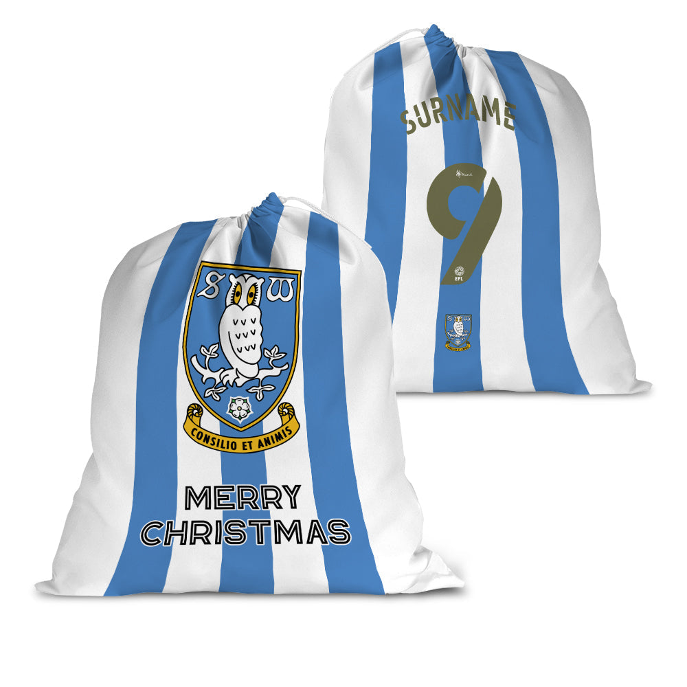 Personalised Sheffield Wednesday FC Santa Sack: 1 - Christmas By Sheffield Wednesday