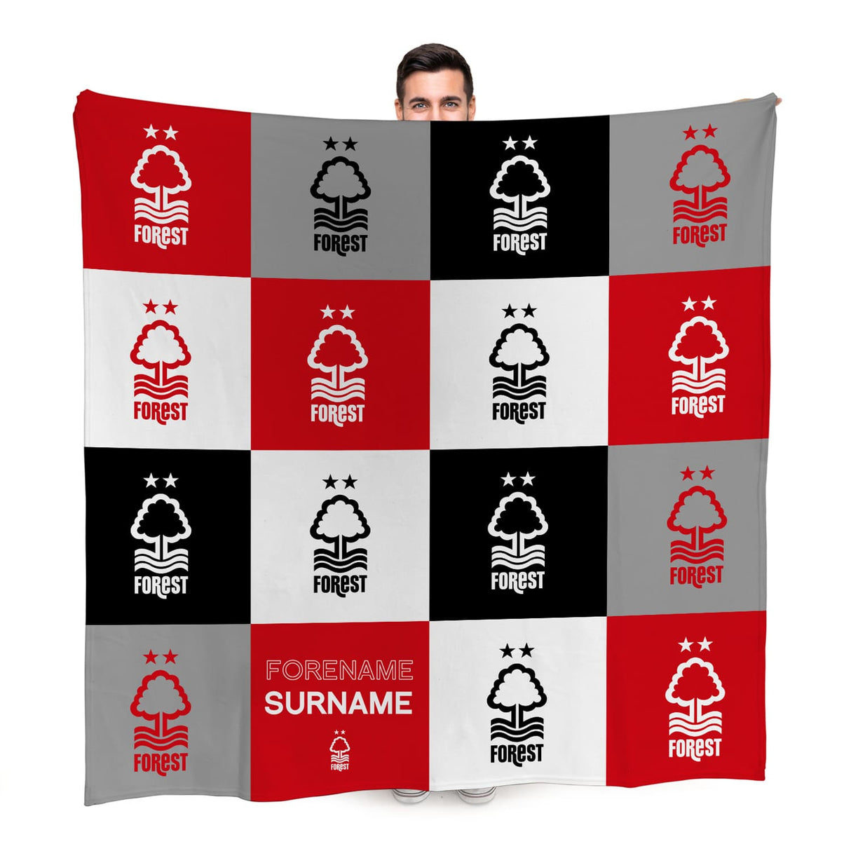 Personalised Nottingham Forest FC Chequered Fleece Blanket - Blankets at Gift Moments