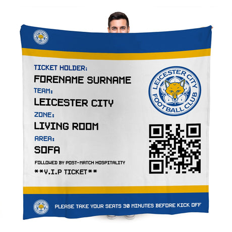 Personalised Leicester City FC Ticket Fleece Blanket - Blankets at Gift Moments