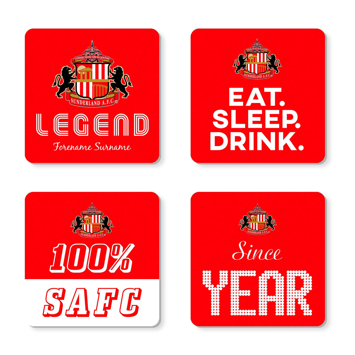 Personalised Sunderland AFC Coaster Set - Coasters at Gift Moments