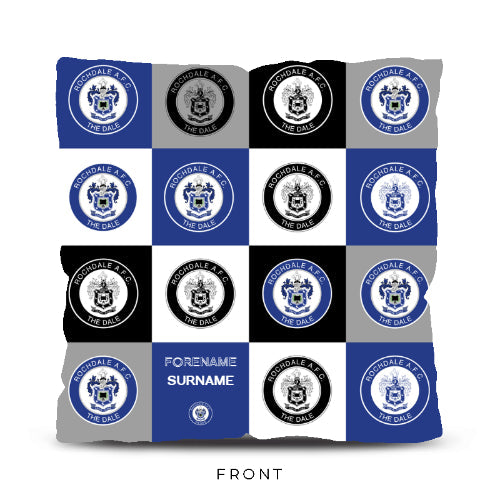 Personalised Rochdale FC Chequered 18" Cushion - Cushions at Gift Moments