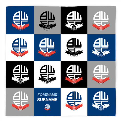 Personalised Bolton Wanderers Chequered Fleece Blanket: 1 - Blankets By Bolton Wanderers