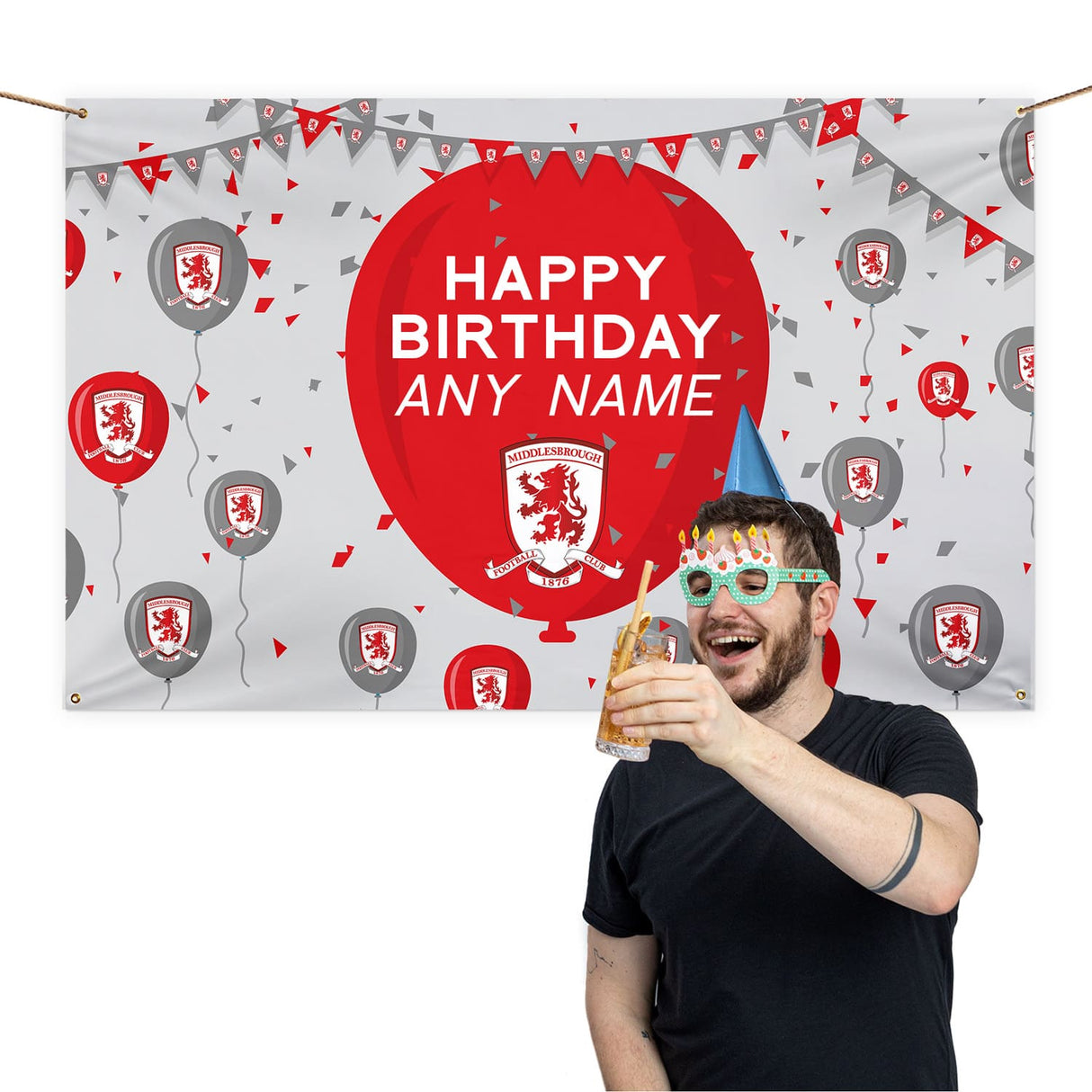 Personalised Middlesbrough FC Birthday 5ft x 3ft Banner