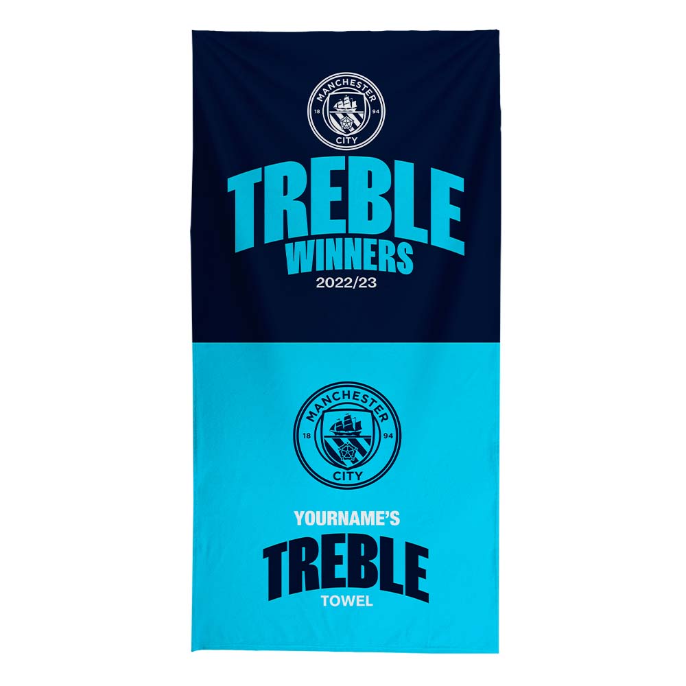 Personalised Manchester City Treble Beach Towel: 1 - Towels By Manchester City