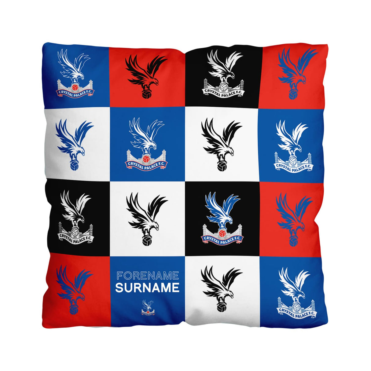 Personalised Crystal Palace FC Chequered 18" Cushion - Cushions at Gift Moments